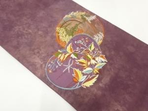 草花模様織出し袋帯